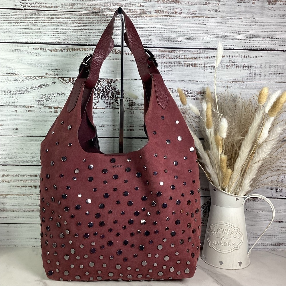 DKNY WES COLLECTION STUDDED BOHO SUEDE BAG OXBORDâ SHOULDER HOBO PURS⊠- Picture 4 of 16